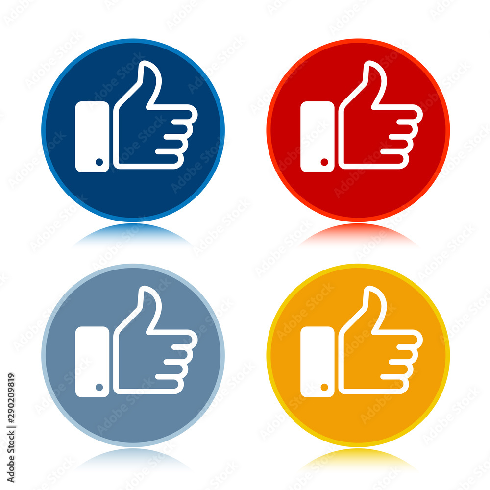 Thumbs up icon trendy flat round buttons set illustration design Thumbs up icon trendy flat round buttons set illustration design