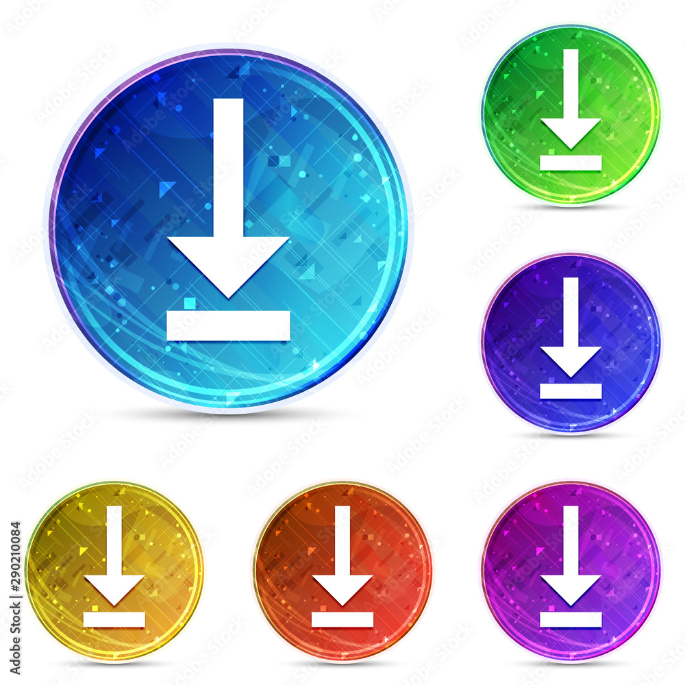 Download icon digital abstract round buttons set illustration Download icon digital abstract round buttons set illustration
