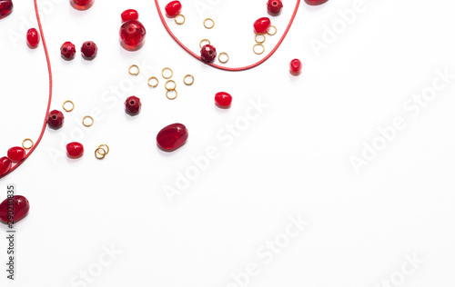 White background for workshops. Tools for jewelry making