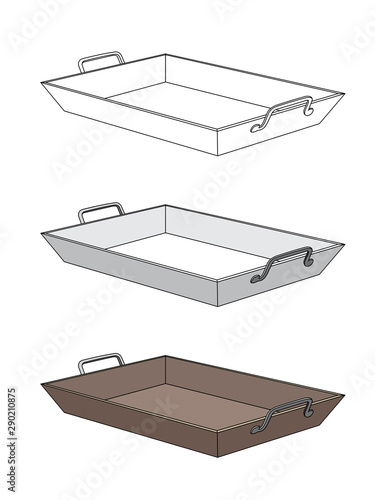 Vector Drawing of Wooden Tray Image