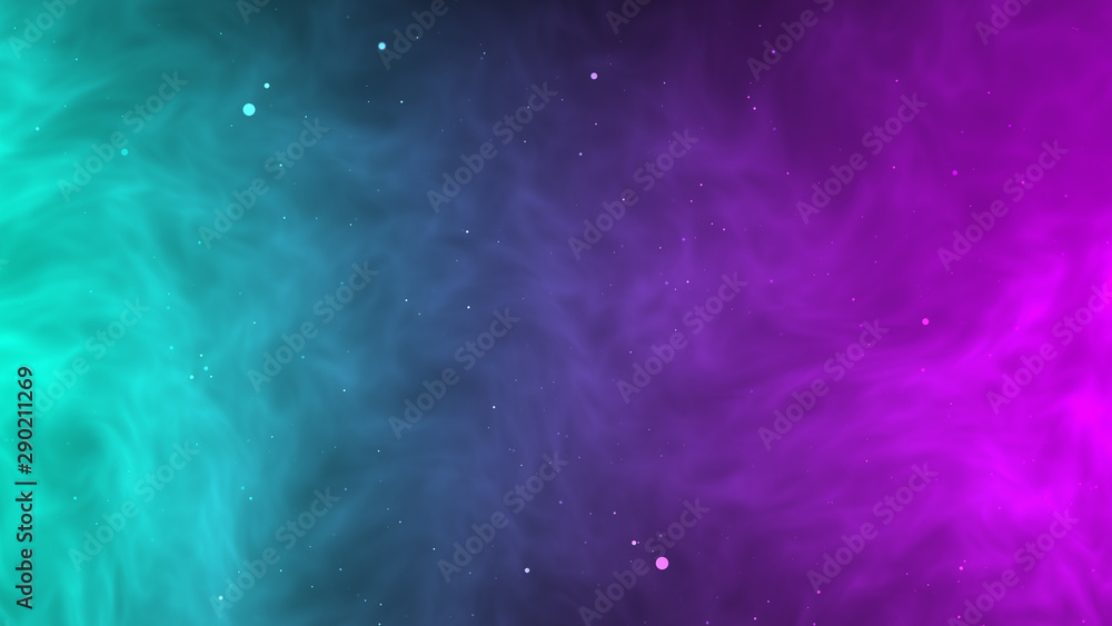 Obraz premium Green and pink smoke dynamic abstract background texture with brightness of star galaxy