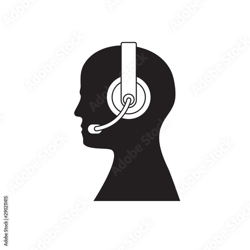 Call center operator vector icon on isolated white background. Icon silhouette.