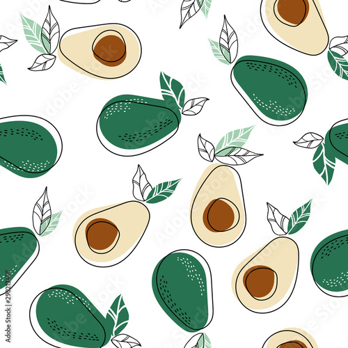 Fototapeta Naklejka Na Ścianę i Meble -  Background with healthy food. Avocado print. Seamless pattern.