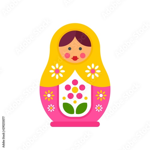 Floral nesting doll icon. Flat illustration of floral nesting doll vector icon for web design