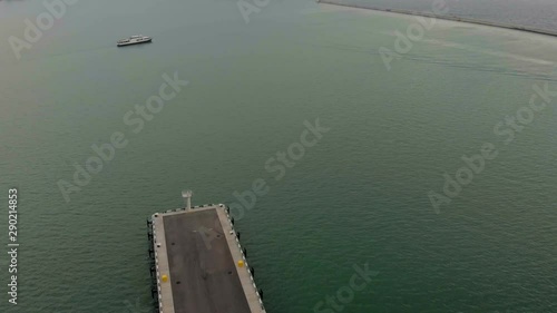 Wallpaper Mural Flight by ship at the pier in the sea. Aerial shot Torontodigital.ca