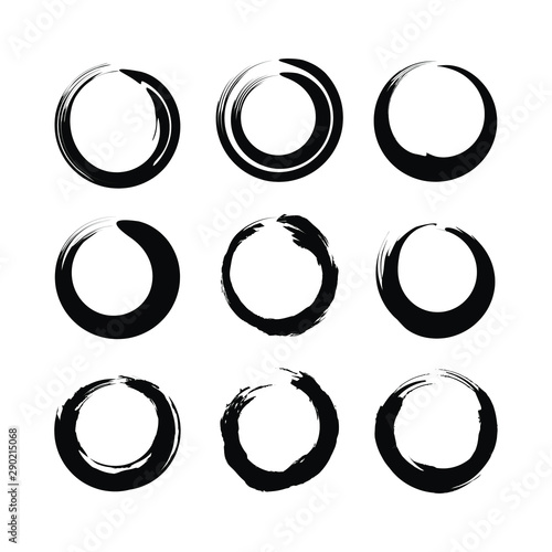Enso zen circle brush black ink vector