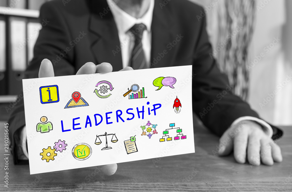 Leadership concept on an index card Leadership concept on an index card