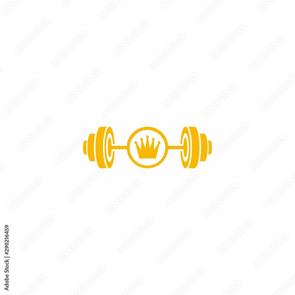 Fototapeta premium King Barbell Gym Fitness Logo Design Modern Template