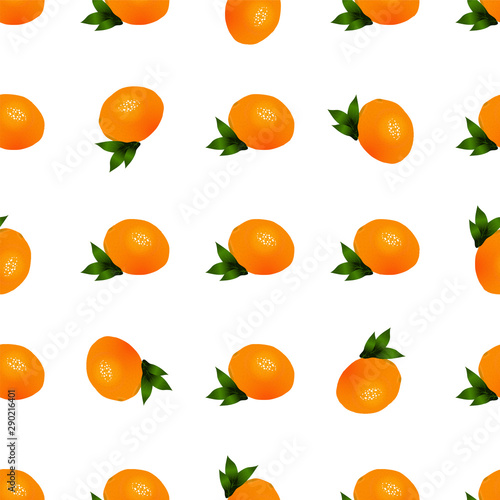Abstract Vector seamless pattern. Cute different oranges, tropical fruits background. Perfect for kitchen, food, drinks, juice, textile and paper texture design and more. Bright summer theme
