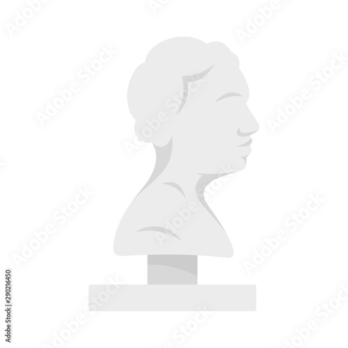 Bust of the ancient writer icon. Flat illustration of bust of the ancient writer vector icon for web design