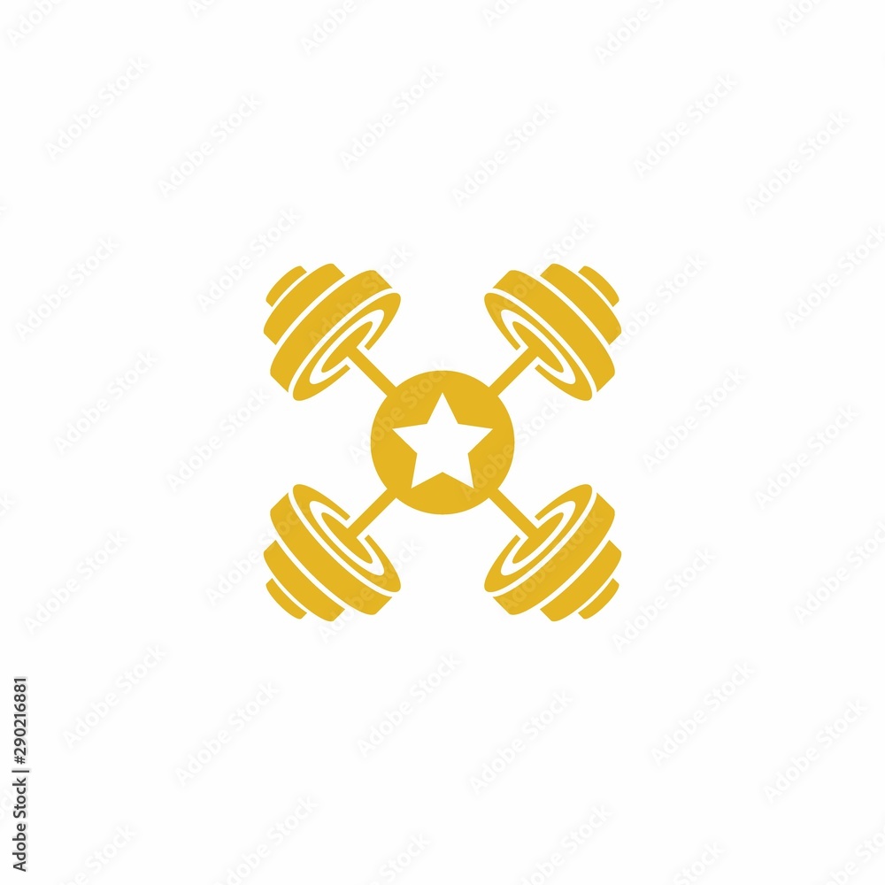 Fototapeta premium Star Barbell Gym Fitness Logo Design Modern Template
