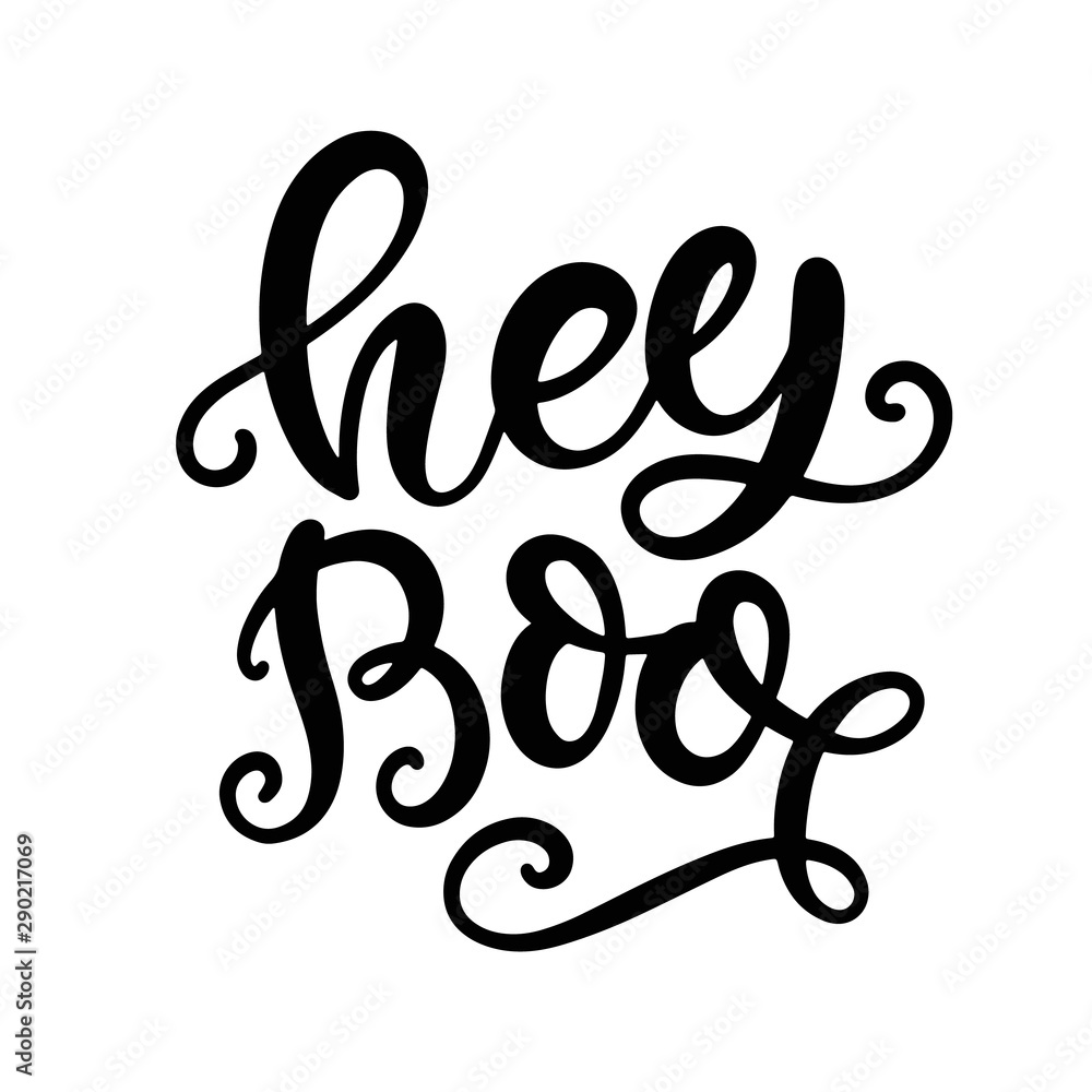 Naklejka premium Hey boo. Halloween Party Poster with Handwritten Ink Lettering