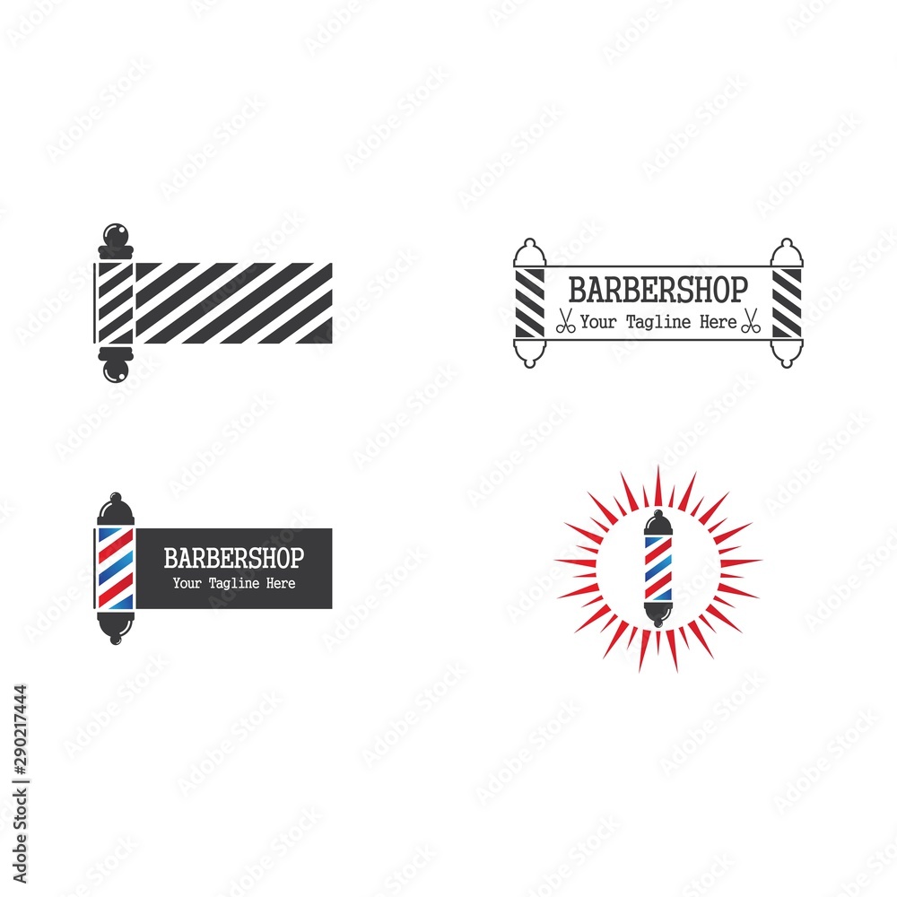 Barber pole set logo ilustration Barber pole set logo ilustration