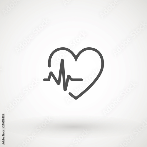 Heartbeat heart beat pulse flat vector icon for medical apps and websites.