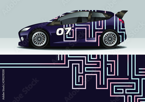 car wrap with colorful modern line vector design