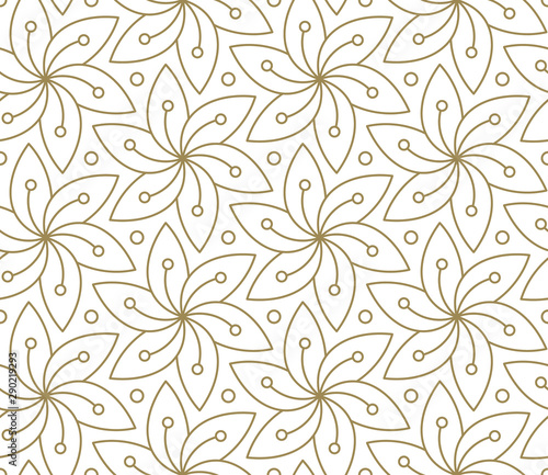 Nahtloses Muster mit abstrakter geometrischer Linienbeschaffenheit, Gold auf weißem Hintergrund. Helle moderne einfache Tapete, heller Fliesenhintergrund, monochromes Grafikelement