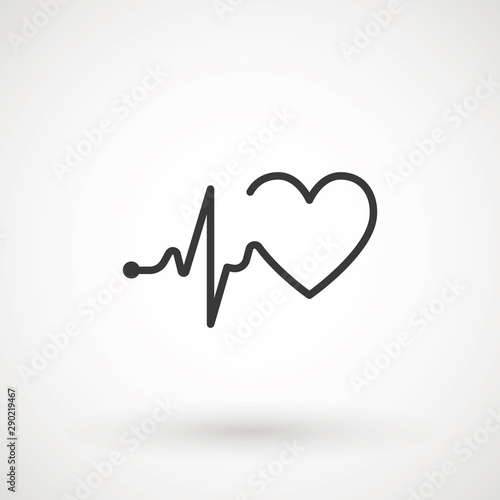 Heartbeat heart beat pulse flat vector icon for medical apps and websites.