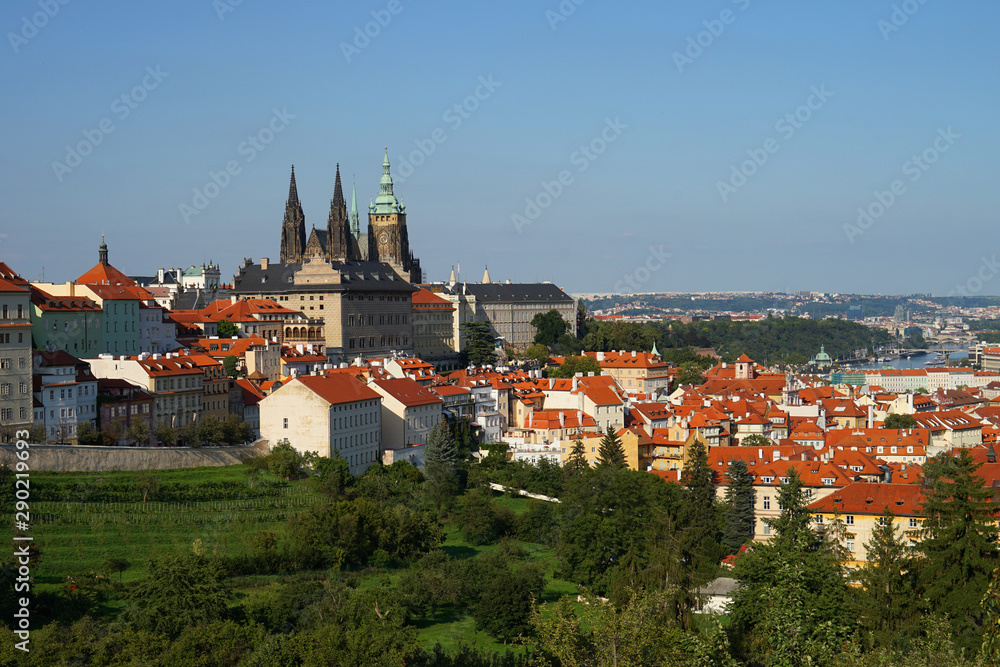 Prague Castle, Vltava River and Old town cityscape, Czech Republic Prague Castle, Vltava River and Old town cityscape, Czech Republic