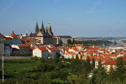 Prague Castle, Vltava River and Old town cityscape, Czech Republic
