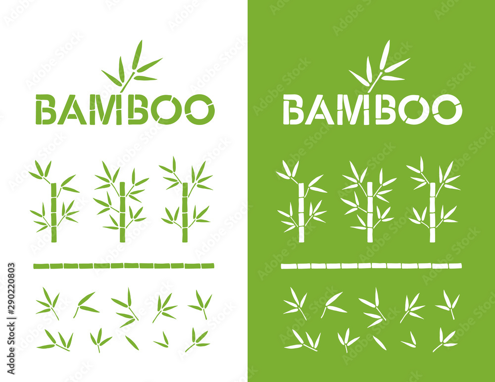 Bamboo Set. Bamboo Design Elements and Logo. Vector Collection.