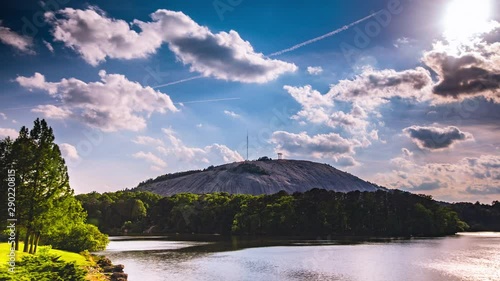 Time Lapse - View of Stone Mountain with Waterfront in Atlanta, Georgia