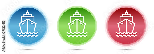 Ship icon glass round buttons set illustration