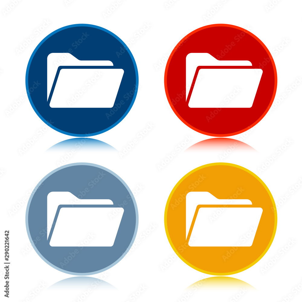 Folder icon trendy flat round buttons set illustration design Folder icon trendy flat round buttons set illustration design