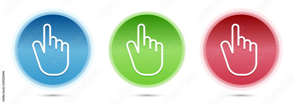 Hand cursor click icon glass round buttons set illustration Hand cursor click icon glass round buttons set illustration