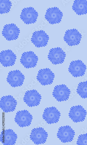 seamless floral pattern bright blue flowers on light blue background