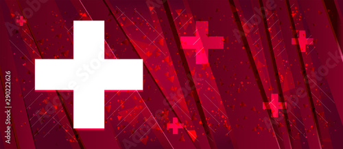 Plus icon Abstract design bright red banner background