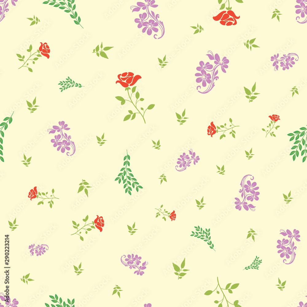 Vector rose and bail with small leafs seamless Vector rose and bail with small leafs seamless