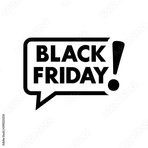Logotipo con texto BLACK FRIDAY en burbuja de habla lineal en color negro
