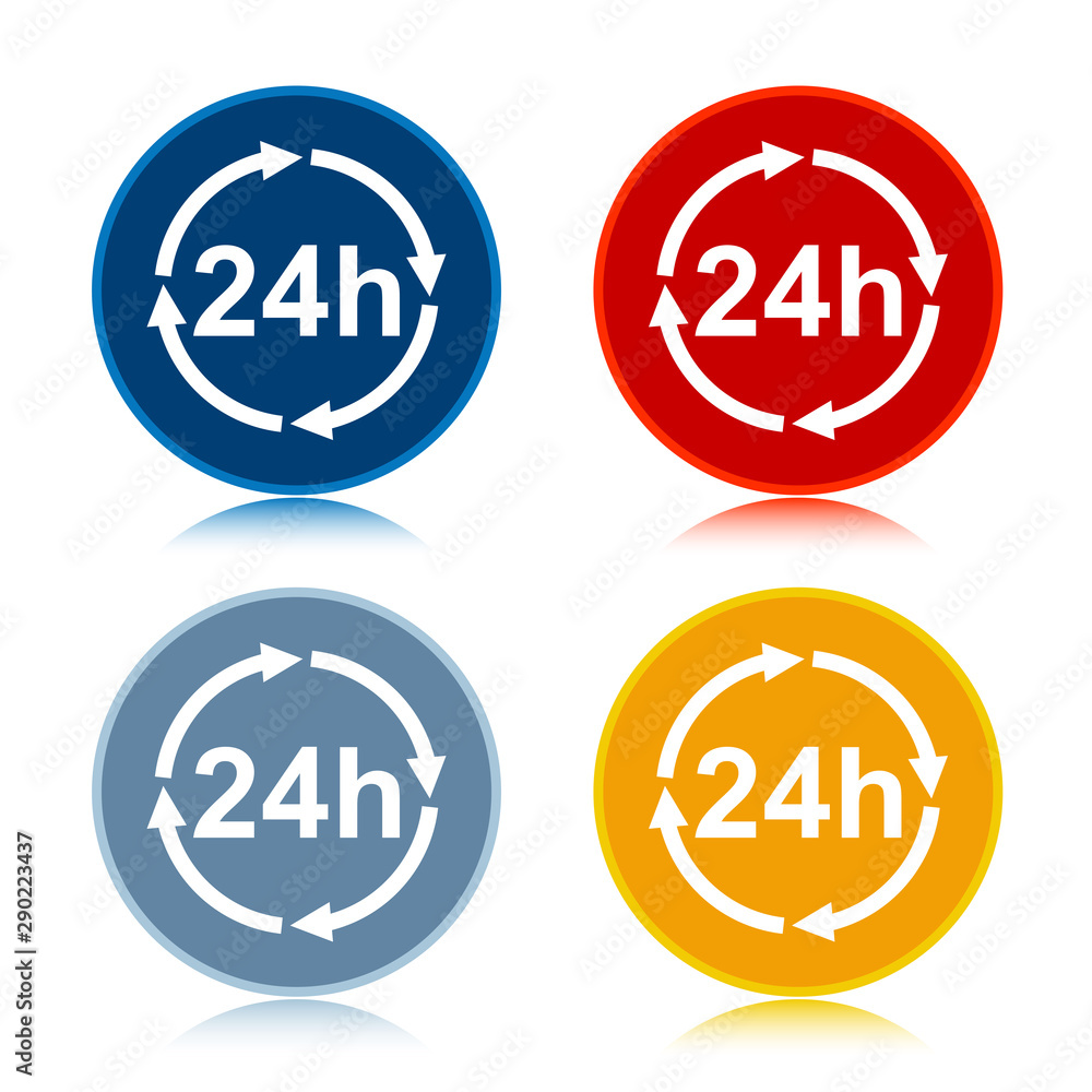 24 hours update icon trendy flat round buttons set illustration design 24 hours update icon trendy flat round buttons set illustration design
