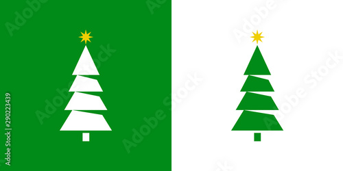 Logotipo con árbol abstracto con ramas en espacio negativo en verde y blanco