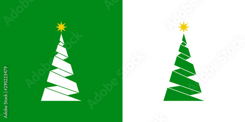 Logotipo con árbol abstracto con estilo origami en verde y blanco