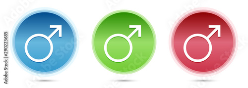 Male symbol icon glass round buttons set illustration
