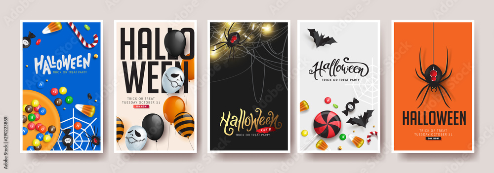 Happy Halloween banners party invitation background.Vector illustration . - obrazy, fototapety, plakaty 
