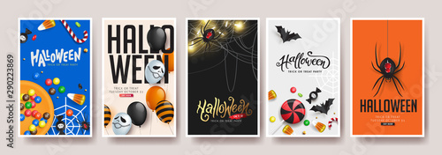 Happy Halloween banners party invitation background.Vector illustration .