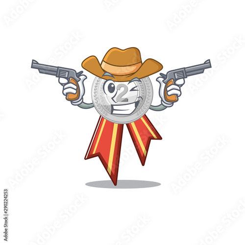 Cowboy silver medal with the shape cartoon