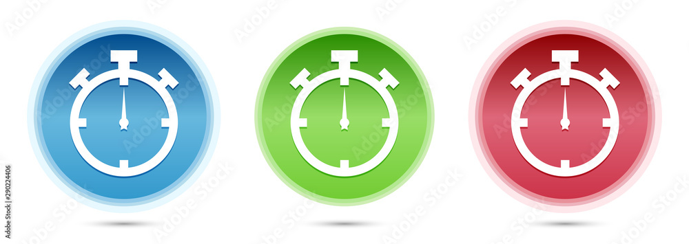 Stopwatch icon glass round buttons set illustration Stopwatch icon glass round buttons set illustration
