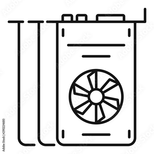 Mining graphic card icon. Outline mining graphic card vector icon for web design isolated on white background