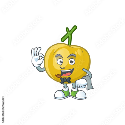 Waiter ripe araza cartoon with character mascot