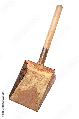 Vintage scoop shovel on isolated white background