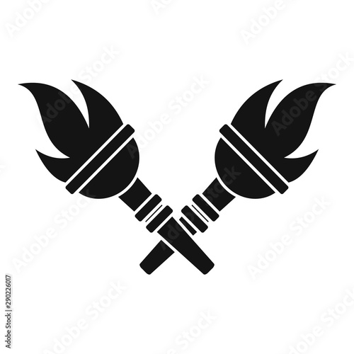 Crossed torch icon. Simple illustration of crossed torch vector icon for web design isolated on white background