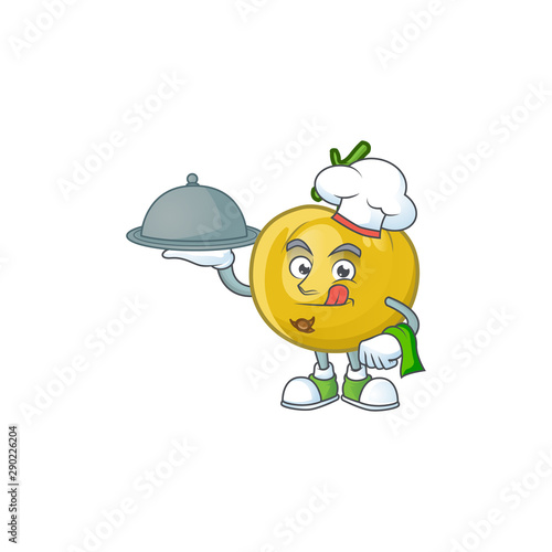 Chef with food ripe araza cartoon with character mascot photo