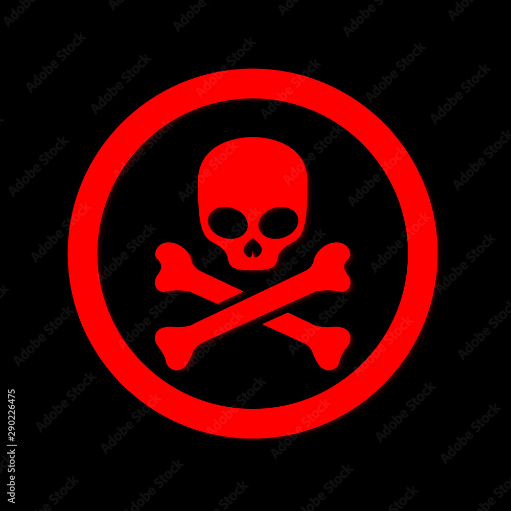 Danger Skull And Crossbones Red