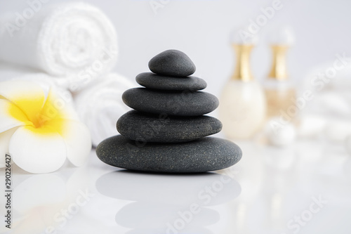 Spa treatment concept. Spa background with spa accessories on white background.