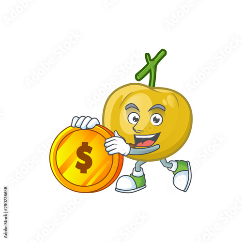 Bring coin sweet araza in cartoon mascot style photo