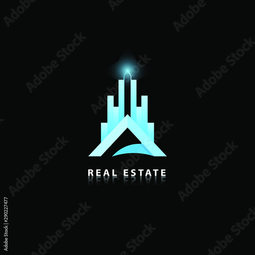 Real estate and abstract logo isolated.  City vector image