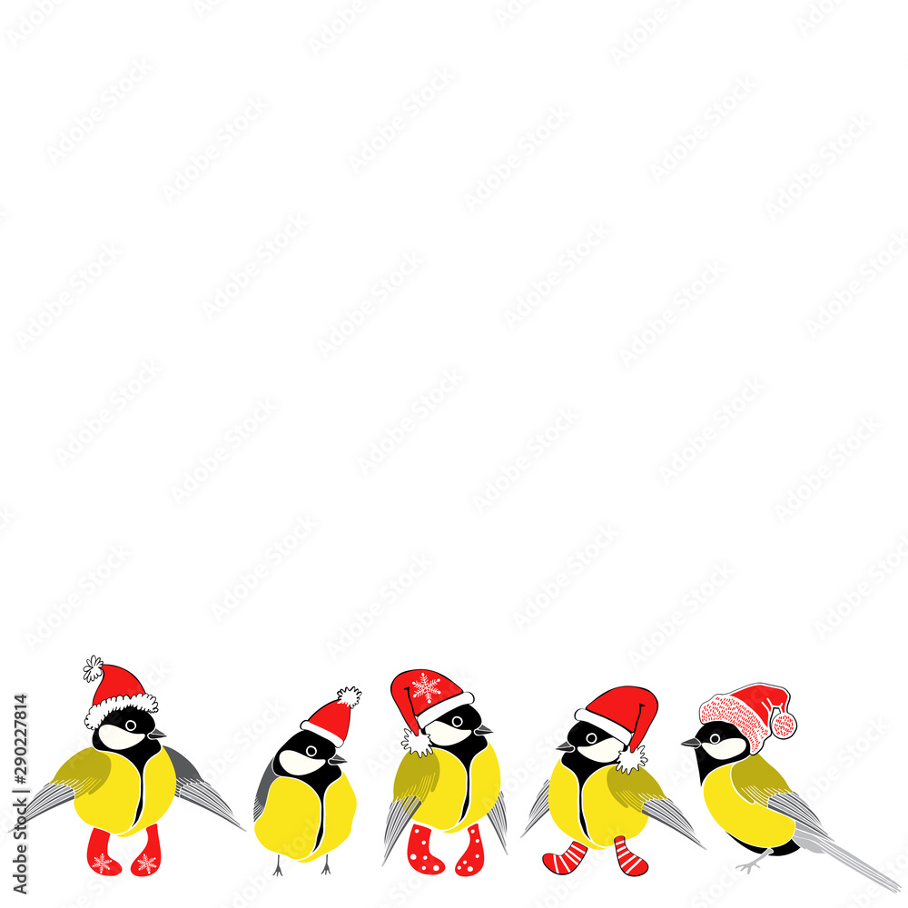 Cartoon tits. Vector cartoon illustration on a white background with place  for text. Perfect for greeting cards, invitations, and as a design element.  Stock Vector | Adobe Stock